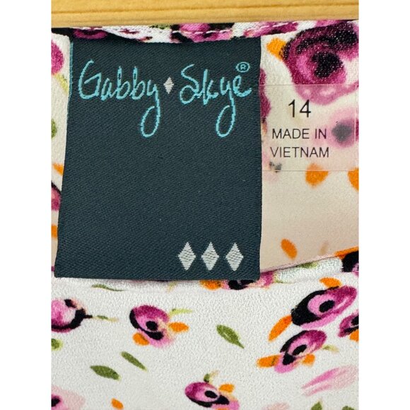 Gabby Skye Floral Print Smocked Waist Flounce Hem Dress Size 14 Summer Wedding - Picture 7 of 9